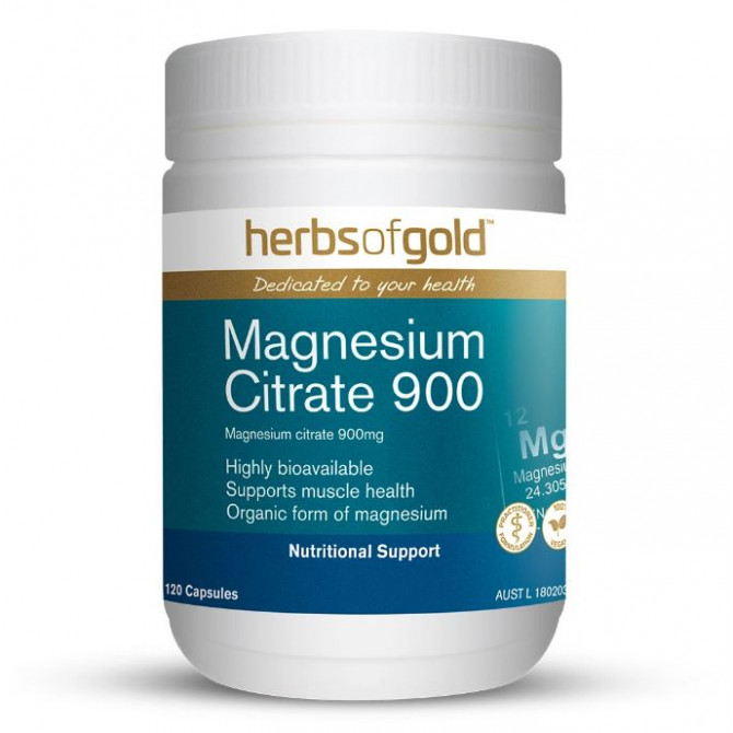 Buy Herbs of Gold Magnesium Citrate 900 Capsules 120 Online