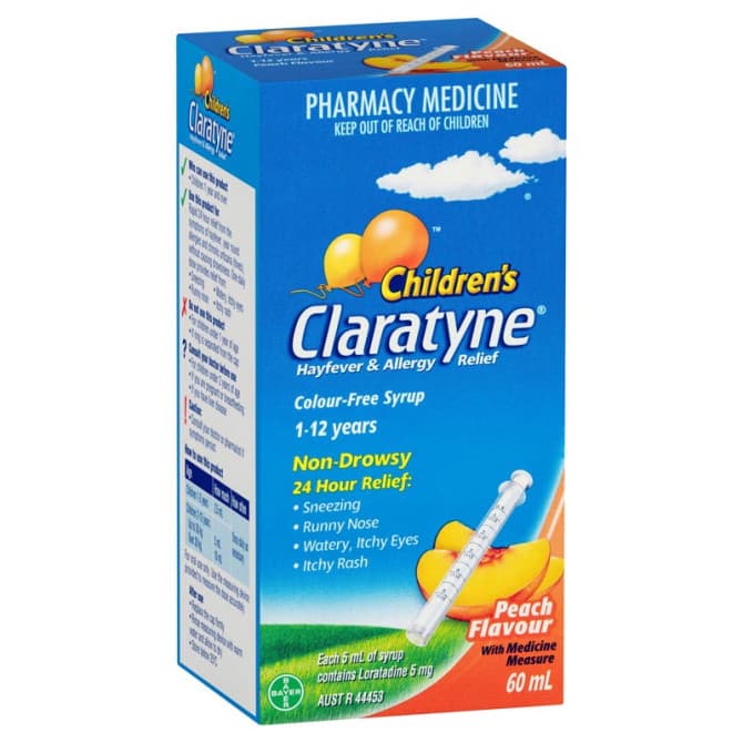 Buy Claratyne Childrens Syrup Peach 60ml Online