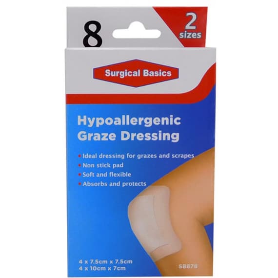 Surgical Basics Graze Dressing 7.5 x 7.5 And 10 x 7cm 8 Pack