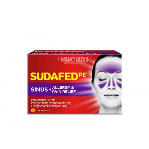 Buy Sudafed PE Sinus Allergy & Pain Relief 48 Tablets Online | Chempro ...