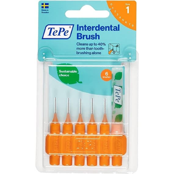 Tepe Interdental Brush Orange  0.45mm Size 1 6 Pack